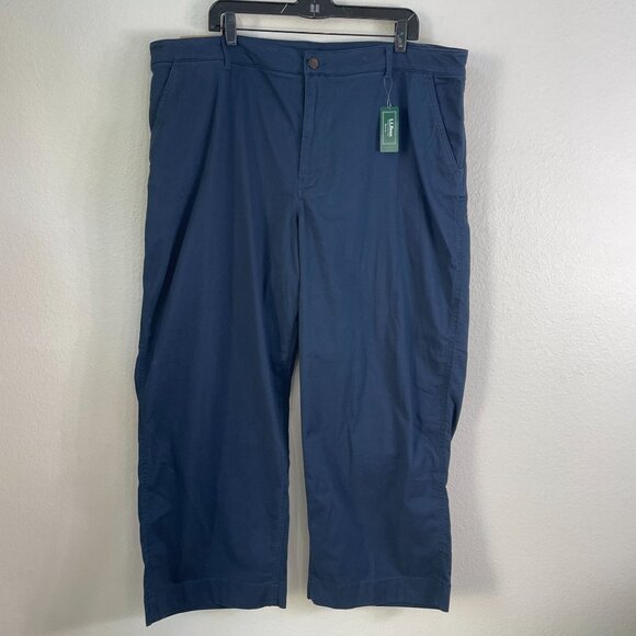 LL Bean Womens Plus 22W Comfort Stretch Chino Pants Classic Navy Cotton Stretch - Picture 1 of 9